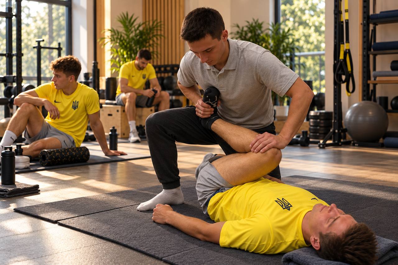 Massage und passive Dehnung in sportlicher Umgebung